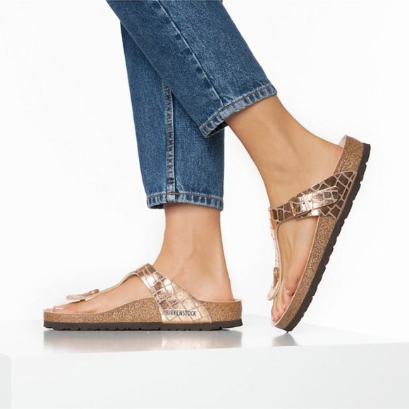 Birkenstock | Shoes | Birkenstock Gizeh Gold Metallic Thong Sandal 7 |  Poshmark